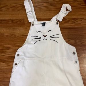 Forever 21 Cute Cat Shirt Overalls